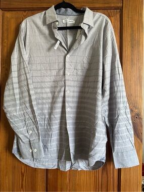 Tommy Bahama Light Gray Plaid Stretch Button-Up Shirt